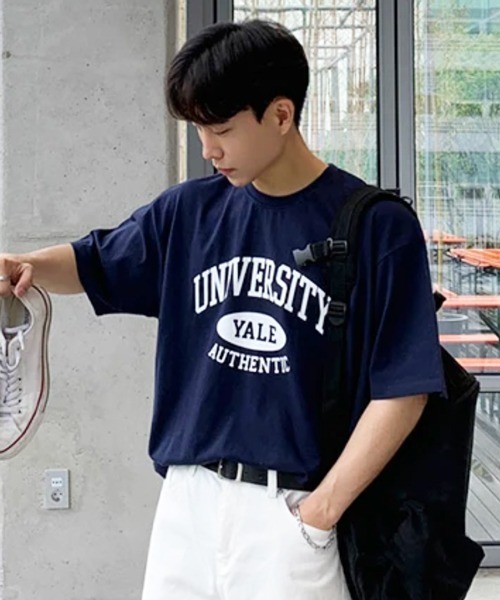 NOWLE(ノウル)の「【NOWLE】アーチカレッジロゴ 半袖Tシャツ / レトロアメカジ オーバルグラフィック クラシックトップス(Tシャツ/カットソー・メンズ・ホワイト/ネイビー・MEDIUM/LARGE/X-LARGE)」の17枚目の写真