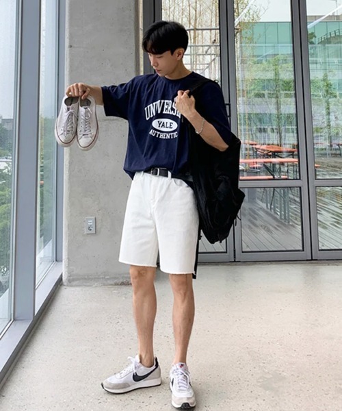 NOWLE(ノウル)の「【NOWLE】アーチカレッジロゴ 半袖Tシャツ / レトロアメカジ オーバルグラフィック クラシックトップス(Tシャツ/カットソー・メンズ・ホワイト/ネイビー・MEDIUM/LARGE/X-LARGE)」の18枚目の写真