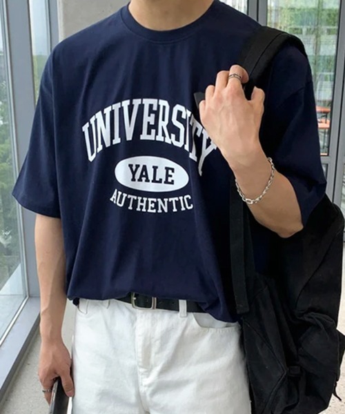 NOWLE(ノウル)の「【NOWLE】アーチカレッジロゴ 半袖Tシャツ / レトロアメカジ オーバルグラフィック クラシックトップス(Tシャツ/カットソー・メンズ・ホワイト/ネイビー・MEDIUM/LARGE/X-LARGE)」の19枚目の写真