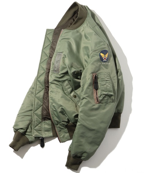 HOUSTON(ヒューストン)の「【HOUSTON/ヒューストン】B-15D FLIGHT JACKET/フライトジャケット(ミリタリージャケット・メンズ・セージグリーン・36/38/40/42)」の3枚目の写真