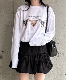 キュートなリボンDOGロンT／長袖Tシャツ(hsyd)