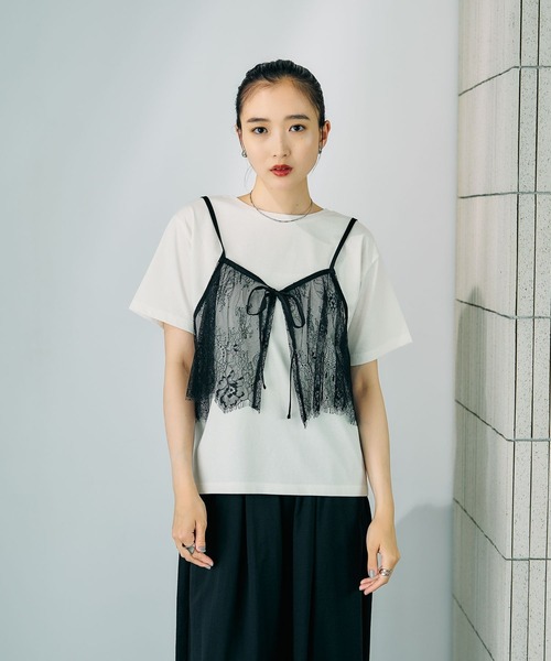 LEPSIM(レプシィム)の「2WAYレースキャミT 816421(Tシャツ/カットソー・レディース・オフホワイト/グレー/チャコールグレー/ブルー・FREE)」の5枚目の写真
