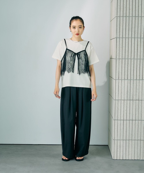 LEPSIM(レプシィム)の「2WAYレースキャミT 816421(Tシャツ/カットソー・レディース・オフホワイト/グレー/チャコールグレー/ブルー・FREE)」の8枚目の写真