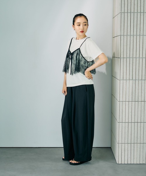 LEPSIM(レプシィム)の「2WAYレースキャミT 816421(Tシャツ/カットソー・レディース・オフホワイト/グレー/チャコールグレー/ブルー・FREE)」の9枚目の写真