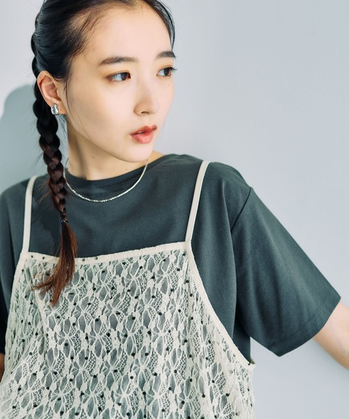 LEPSIM(レプシィム)の「2WAYレースキャミT 816421(Tシャツ/カットソー・レディース・オフホワイト/グレー/チャコールグレー/ブルー・FREE)」の12枚目の写真