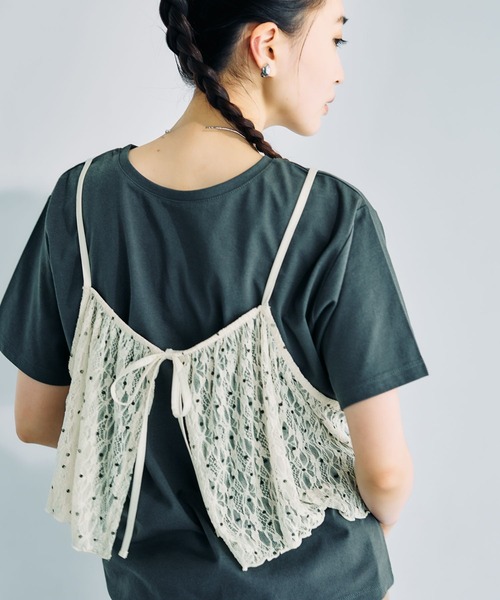 LEPSIM(レプシィム)の「2WAYレースキャミT 816421(Tシャツ/カットソー・レディース・オフホワイト/グレー/チャコールグレー/ブルー・FREE)」の13枚目の写真