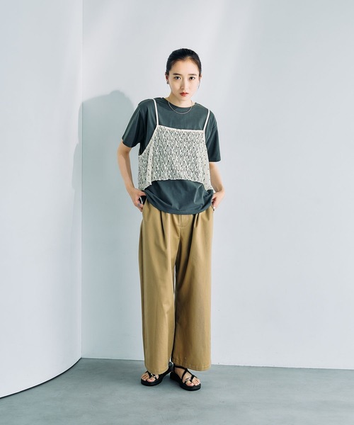 LEPSIM(レプシィム)の「2WAYレースキャミT 816421(Tシャツ/カットソー・レディース・オフホワイト/グレー/チャコールグレー/ブルー・FREE)」の14枚目の写真