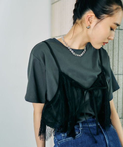 LEPSIM(レプシィム)の「2WAYレースキャミT 816421(Tシャツ/カットソー・レディース・オフホワイト/グレー/チャコールグレー/ブルー・FREE)」の19枚目の写真
