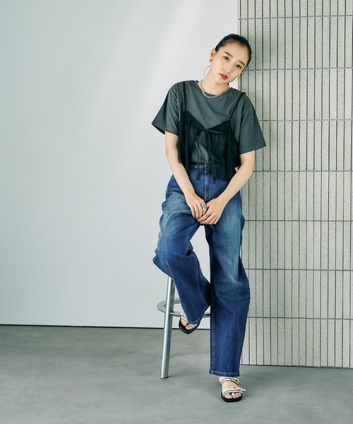 LEPSIM(レプシィム)の「2WAYレースキャミT 816421(Tシャツ/カットソー・レディース・オフホワイト/グレー/チャコールグレー/ブルー・FREE)」の21枚目の写真