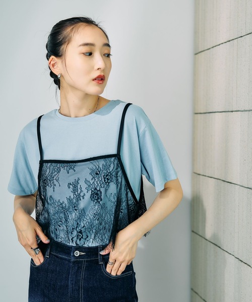 LEPSIM(レプシィム)の「2WAYレースキャミT 816421(Tシャツ/カットソー・レディース・オフホワイト/グレー/チャコールグレー/ブルー・FREE)」の22枚目の写真