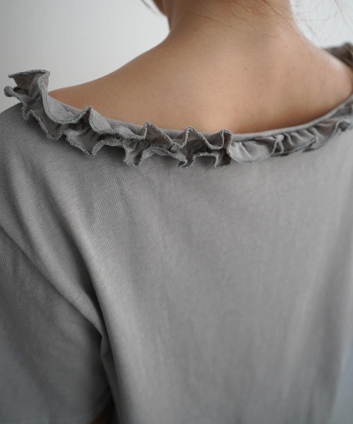 Rashik(ラシク)の「【Rashik】フリルネックワンショルTシャツ 半袖 カットソー オフショル(Tシャツ/カットソー・レディース・ホワイト/ブラック/グレー/ピンク・FREE)」の22枚目の写真