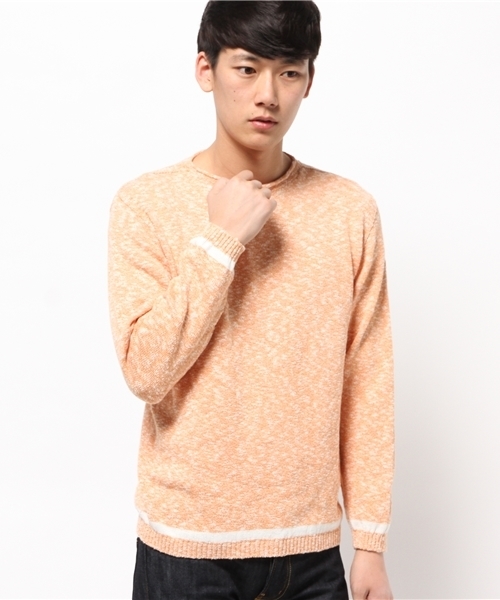EDIFICE(エディフィス)の「◇7ゲージ コットンワッフルメランジニット(ニット/セーター・メンズ・ブラック/ブルー系その他/オレンジ/ベージュ・44/46/48)」の4枚目の写真