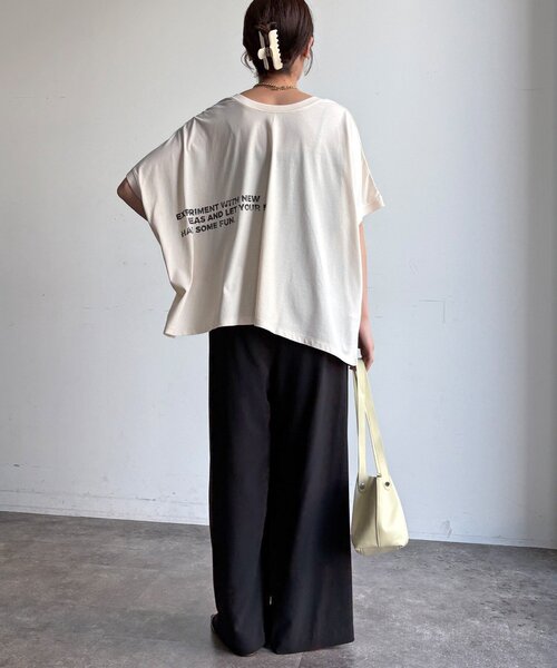 DouDou（ドゥドゥ）の「【WEB限定】2WAYポンチョロゴTEE（Tシャツ/カットソー・レディース・チャコールグレー/ダークブラウン/オフホワイト・FREE）」の8枚目の写真
