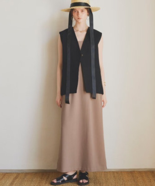 Doux archives(ドゥアルシーヴ)の「麻混ジレ(その他アウター・レディース・ブラック・38)」の3枚目の写真
