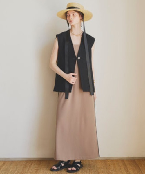 Doux archives(ドゥアルシーヴ)の「麻混ジレ(その他アウター・レディース・ブラック・38)」の6枚目の写真