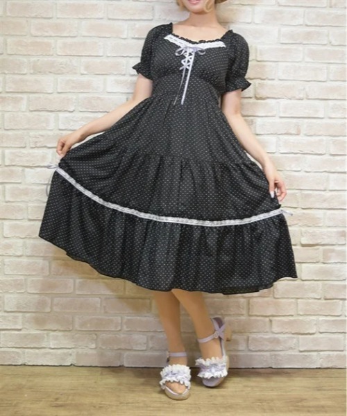 axes femme POETIQUE(アクシーズファムポエティック)の「梯子レースティアードOP(ワンピース・レディース・ホワイト/ブラック/キナリ・MEDIUM)」の3枚目の写真