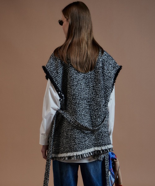 MAISON SPECIAL(メゾンスペシャル)の「Belted Tweed Oversized Vest/ベルテッドツイードオーバージレ(その他アウター・レディース・ブラック/マルチ/ピンク・FREE)」の12枚目の写真