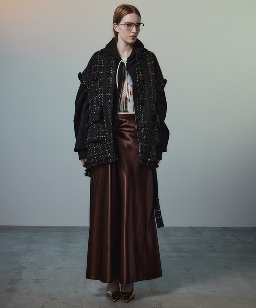 MAISON SPECIAL(メゾンスペシャル)の「Belted Tweed Oversized Vest/ベルテッドツイードオーバージレ(その他アウター・レディース・ブラック/マルチ/ピンク・FREE)」の13枚目の写真