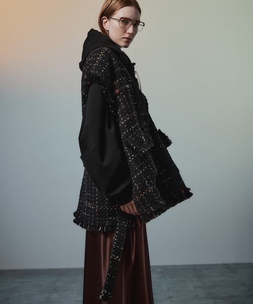 MAISON SPECIAL(メゾンスペシャル)の「Belted Tweed Oversized Vest/ベルテッドツイードオーバージレ(その他アウター・レディース・ブラック/マルチ/ピンク・FREE)」の14枚目の写真