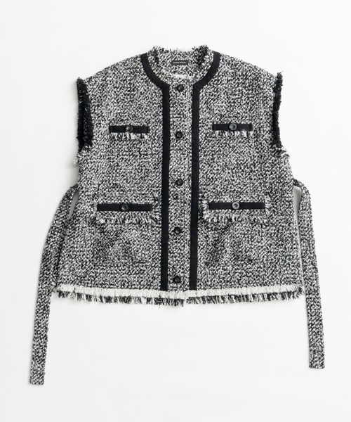 MAISON SPECIAL(メゾンスペシャル)の「Belted Tweed Oversized Vest/ベルテッドツイードオーバージレ(その他アウター・レディース・ブラック/マルチ/ピンク・FREE)」の16枚目の写真
