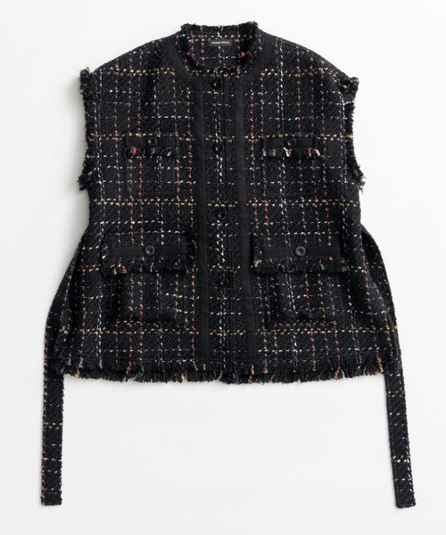 MAISON SPECIAL(メゾンスペシャル)の「Belted Tweed Oversized Vest/ベルテッドツイードオーバージレ(その他アウター・レディース・ブラック/マルチ/ピンク・FREE)」の17枚目の写真