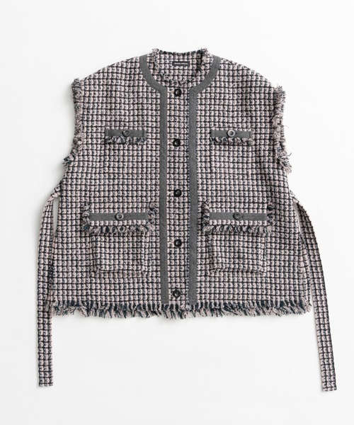 MAISON SPECIAL(メゾンスペシャル)の「Belted Tweed Oversized Vest/ベルテッドツイードオーバージレ(その他アウター・レディース・ブラック/マルチ/ピンク・FREE)」の18枚目の写真