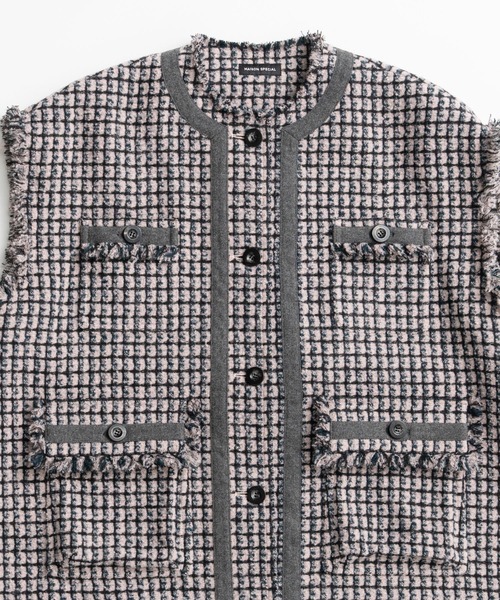 MAISON SPECIAL(メゾンスペシャル)の「Belted Tweed Oversized Vest/ベルテッドツイードオーバージレ(その他アウター・レディース・ブラック/マルチ/ピンク・FREE)」の19枚目の写真