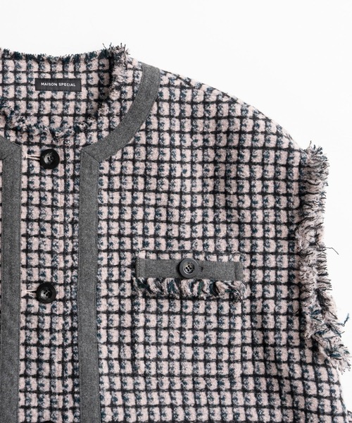 MAISON SPECIAL(メゾンスペシャル)の「Belted Tweed Oversized Vest/ベルテッドツイードオーバージレ(その他アウター・レディース・ブラック/マルチ/ピンク・FREE)」の20枚目の写真