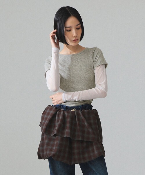 BEAMS BOY(ビームスボーイ)の「maturely / スリーブレイヤー ロングスリーブ(Tシャツ/カットソー・レディース・ブラウン/グレー・1/0)」の6枚目の写真