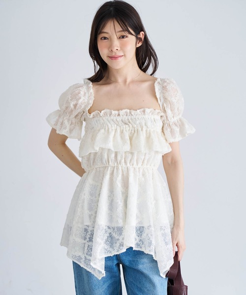NOELA(ノエラ)の「ギャザーフリルブラウス(シャツ/ブラウス・レディース・ブラック/オフホワイト/イエロー・フリー)」の2枚目の写真
