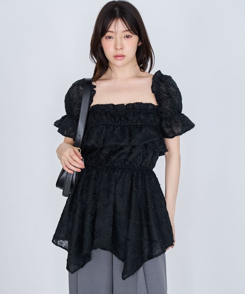 NOELA(ノエラ)の「ギャザーフリルブラウス(シャツ/ブラウス・レディース・ブラック/オフホワイト/イエロー・フリー)」の7枚目の写真