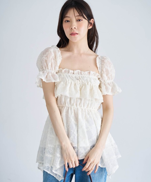 NOELA(ノエラ)の「ギャザーフリルブラウス(シャツ/ブラウス・レディース・ブラック/オフホワイト/イエロー・フリー)」の12枚目の写真
