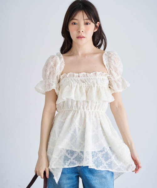 NOELA(ノエラ)の「ギャザーフリルブラウス(シャツ/ブラウス・レディース・ブラック/オフホワイト/イエロー・フリー)」の13枚目の写真