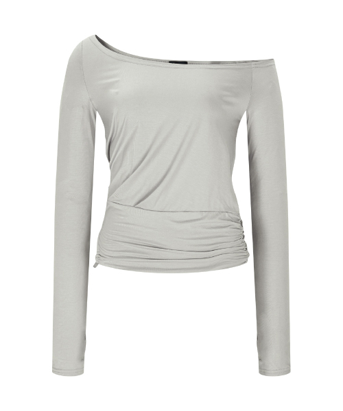 PLEASENOFOLLOW（プリーズノーフォロー）の「Marcia Unbal Drape Long Sleeve Top (Silver Grey)（Tシャツ/カットソー・レディース・その他・FREE）」の2枚目の写真