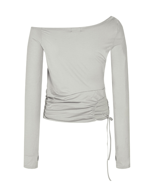 PLEASENOFOLLOW（プリーズノーフォロー）の「Marcia Unbal Drape Long Sleeve Top (Silver Grey)（Tシャツ/カットソー・レディース・その他・FREE）」の3枚目の写真