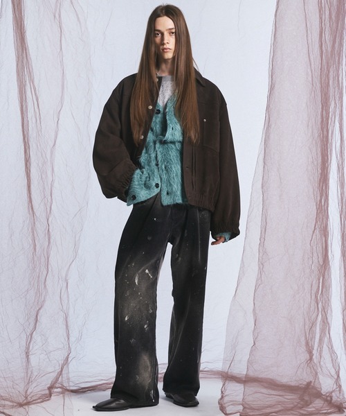 MAISON SPECIAL(メゾンスペシャル)の「《UNISEX》Sheep Leather Nubuck Prime-Over Trucker Jacket/シープレザーヌバックプライムオーバーGジャン【MAISON SPECIAL/メゾンスペシャル】(ブルゾン・メンズ・ブラウン・1/2/0)」の2枚目の写真
