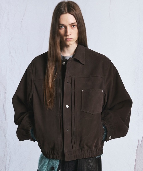 UNISEX》Sheep Leather Nubuck Prime-Over Trucker Jacket/シープ