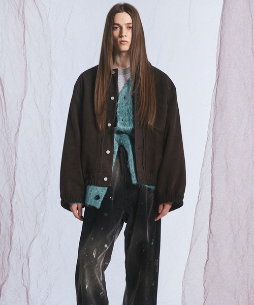 MAISON SPECIAL(メゾンスペシャル)の「《UNISEX》Sheep Leather Nubuck Prime-Over Trucker Jacket/シープレザーヌバックプライムオーバーGジャン【MAISON SPECIAL/メゾンスペシャル】(ブルゾン・メンズ・ブラウン・1/2/0)」の3枚目の写真