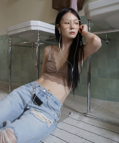 PROJECT WAVE(プロジェクトウェーブ)の「RACE BRA TOP-BROWN(Tシャツ/カットソー・レディース・グリーン/ブラウン/ライトグレー/アイボリー・FREE)」の5枚目の写真