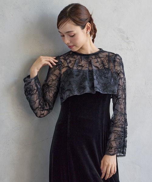 AIMER(エメ)の「フラワー刺繍ブラウス×ベロアキャミソールワンピース 2点セットパーティードレス(ドレス・レディース・ブラック/ブラウン/グリーン・LARGE/MEDIUM/SMALL)」の18枚目の写真
