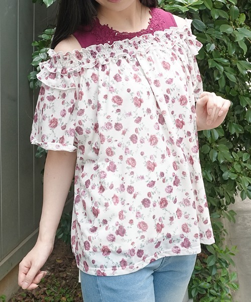 axes femme（アクシーズファム）の「バックリボン２ＷＡＹトップス（Tシャツ/カットソー・レディース・ネイビー/レッド/ホワイト・FREE）」の3枚目の写真