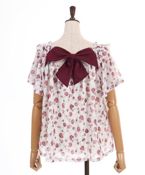 axes femme（アクシーズファム）の「バックリボン２ＷＡＹトップス（Tシャツ/カットソー・レディース・ネイビー/レッド/ホワイト・FREE）」の5枚目の写真