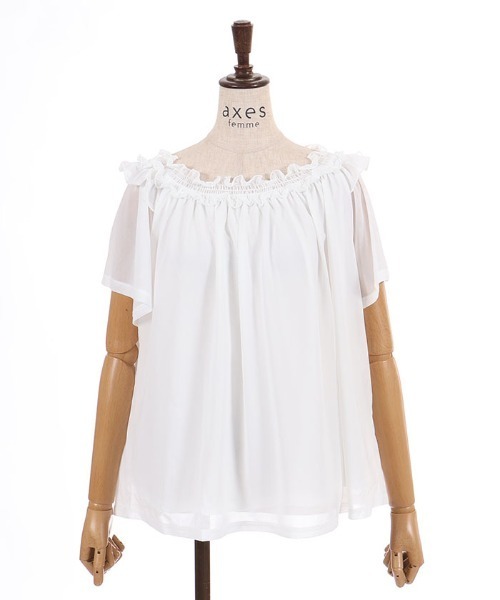 axes femme（アクシーズファム）の「バックリボン２ＷＡＹトップス（Tシャツ/カットソー・レディース・ネイビー/レッド/ホワイト・FREE）」の10枚目の写真