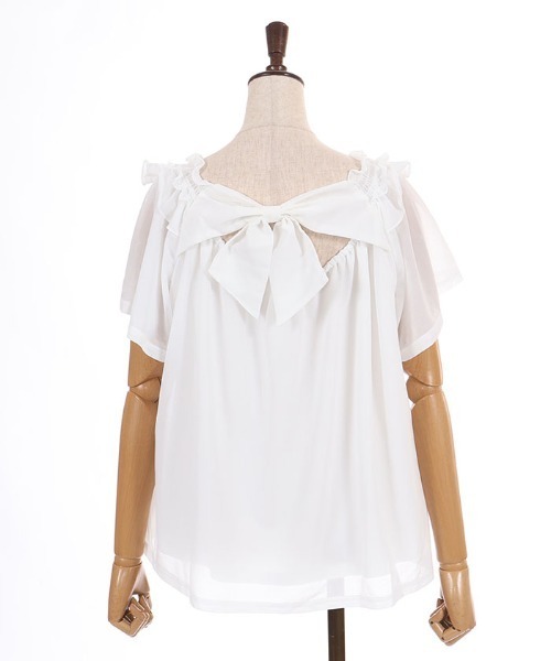 axes femme（アクシーズファム）の「バックリボン２ＷＡＹトップス（Tシャツ/カットソー・レディース・ネイビー/レッド/ホワイト・FREE）」の12枚目の写真