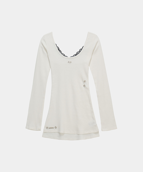 ETRE AU SOMMET（エトレオソメ）の「Layered Lingerie long Slip Dress (White)（Tシャツ/カットソー・レディース・ホワイト・FREE）」の6枚目の写真
