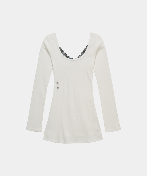 ETRE AU SOMMET（エトレオソメ）の「Layered Lingerie long Slip Dress (White)（Tシャツ/カットソー・レディース・ホワイト・FREE）」の2枚目の写真