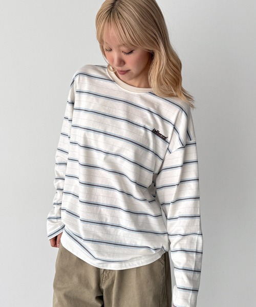CANAL JEAN(キャナルジーン)の「Lakey Park 胸ロゴボーダーロンT(Tシャツ/カットソー・レディース・ネイビー/グレー/ホワイト・ONE SIZE)」の1枚目の写真