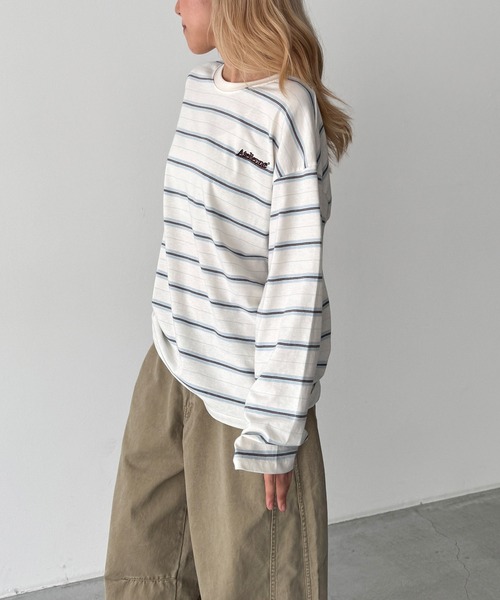 CANAL JEAN(キャナルジーン)の「Lakey Park 胸ロゴボーダーロンT(Tシャツ/カットソー・レディース・ネイビー/グレー/ホワイト・ONE SIZE)」の6枚目の写真