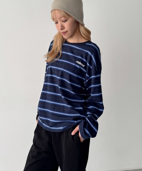 CANAL JEAN(キャナルジーン)の「Lakey Park 胸ロゴボーダーロンT(Tシャツ/カットソー・レディース・ネイビー/グレー/ホワイト・ONE SIZE)」の12枚目の写真