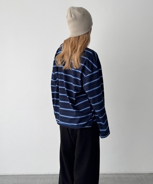 CANAL JEAN(キャナルジーン)の「Lakey Park 胸ロゴボーダーロンT(Tシャツ/カットソー・レディース・ネイビー/グレー/ホワイト・ONE SIZE)」の13枚目の写真